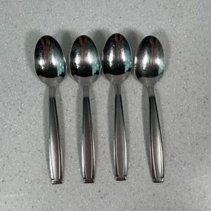 Oneida Satin Shasta Stainless Steel Soup Spoons Set of 4 Silverware USA Made